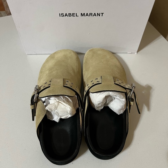 Isabel Marant Velvet Leather Suede Slip-On Mirvin Clogs NWB Size 40/ 9.5 - Picture 8 of 15